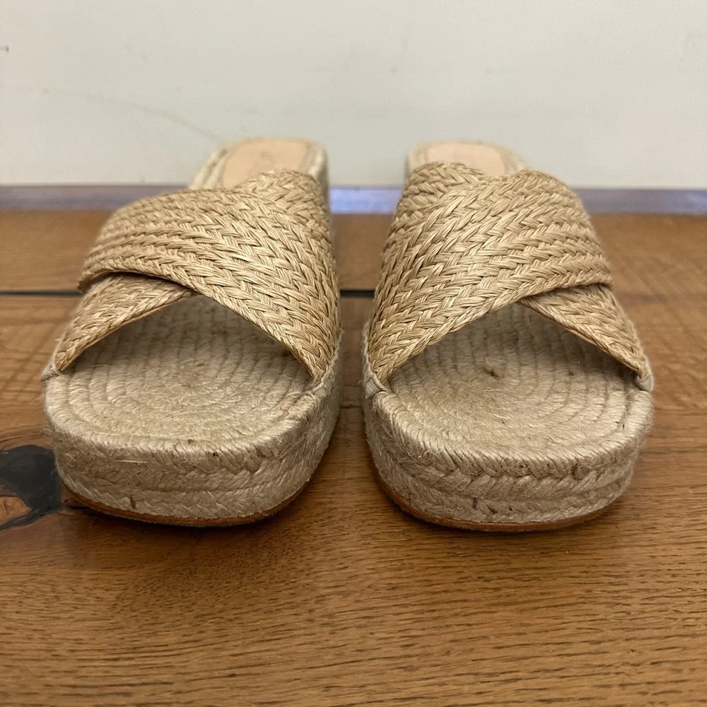 J Crew Made-in-Spain block-heel espadrilles raffia Size 11 - Picture 4 of 7
